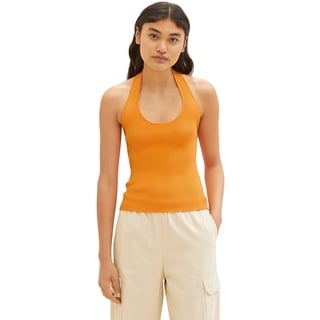 TOM TAILOR Denim Damen 1036514 Basic Neckholder Top, 31684-Bright Mango Orange, XS