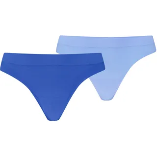 String PUMA "PUMA WOMEN 3D KNIT SPORT STRINGS", Damen, Gr. L, blau, Microfaser, Obermaterial: 87% Polyamid, 13% Elasthan, körpernah, Unterhosen String, nahtlose Ränder für eine unsichtbare Passform