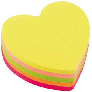 D.RECT - 110799 Haftnotizwürfel Super Sticky Notes | Notiz Klebezettel| Selbstklebende Haftnotizzettel in 70x70mm 400 Blatt Herz Neon