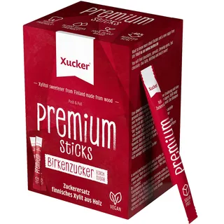 Xucker Premium Sticks mit Xylit - Birkenzucker von Xucker I 50 Sticks I Kristallzucker Ersatz für Unterwegs I 40% weniger Kalorien als Zucker I zuckerfrei Süßen