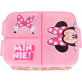 Stor Minnie Mouse Sandwichbox aus Kunststoff für Kinder, BPA-frei, mit 3 Fächern und Sicherheitsverschluss, waschbar und wiederverwendbar