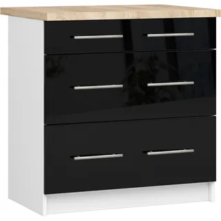 Akord Küchenunterschrank Oliwia In Weiß/Schwarz Hochglanz 80X46X85 Cm - Weiß, Schwarz