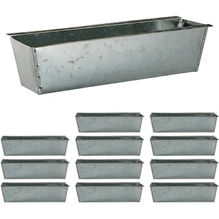Cepewa Pflanzkasten 12er Set | für Europaletten Paletten Balkonkästen Pflanzregale | 38x13x9cm Stahlblech verzinkt Silber | Pflanzgefäß für Blumen Kräuter Pflanzen