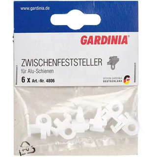GARDINIA Feststeller für Aluminium-Vorhangschienen, 13 mm, Zwischenfeststeller für Gardinenschienen, Kunststoff, Weiß,