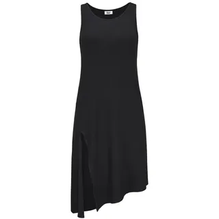 Beachtime Longtop mit asymmetrischem Saum und Schlitz, Sommerkleid, Strandkleid, schwarz,