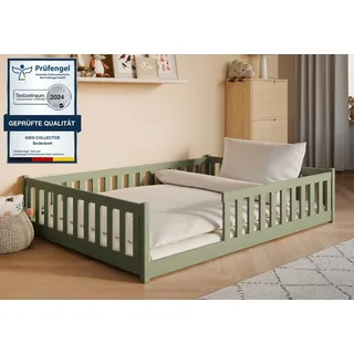 Kids Collective Jugendbett mit Rausfallschutz 140 x 200 cm Kiefer massiv grün weiß