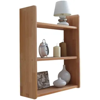 Mid.you Wandregal , Buchefarben , Holz , Buche , massiv , 3 Fächer , 60x74x20 cm , in verschiedenen Größen erhältlich , Wohnzimmer, Regale, Wandregale
