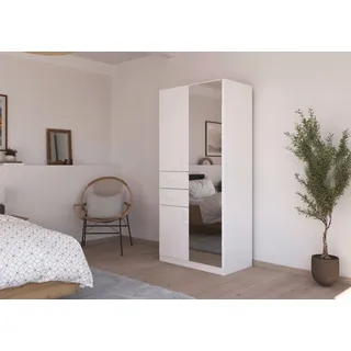 Rauch Drehtürenschrank RAUCH "Maika", weiß (alpinweiß), B:91cm H:197cm T:54cm, Holzwerkstoff, Schränke, Drehtürenschrank, mit Spiegel, 2 Schubladen, in verschiedenen Breiten, Höhen und Farben