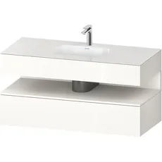 Duravit Qatego Einbauwaschtisch mit Konsolenwaschtischunterbau, 1200x550x600mm, Nische Weiß Supermatt, QA4787084, Farbe: Weiß Hochglanz/mit Nischenbeleuchtung