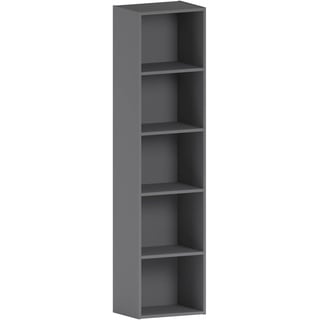 Vida Designs Oxford Bücherregal mit 5 Ebenen, graues Holzregal, Display, Aufbewahrungseinheit für Büro, Wohnzimmer, Möbel, Grau