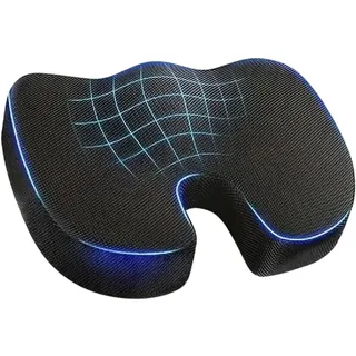CANCYCC Sitzkissen Orthopädischer Sitzring, Hochwertiger Memory Foam Steißbeinkissen, Ergonomisches Sitzkissen, Entlastung Steißbein und Ischiasb, für Auto, Sofa, Büro und Rollstuhl (Schwarz)