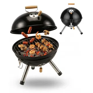 Mini-Kugelgrill mit Holzkohle, Schwarz, 30 cm, Stahl