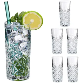 Relaxdays Longdrinkglas 0,3 l 6 St.