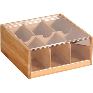 KESPER Teebox "mit Sichtklappe" mit 6er Einteilung, natur