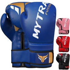 Mytra Fusion Boxhandschuhe 10oz 12oz 14oz 16oz MMA Box Handschuhe für das Training Punching Sparring Muay Thai Boxhandschuhe männer and Damen Kickbox Handschuhe (Blue, 14-oz)