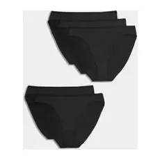 Womens M&S Collection 5pk No VPL Microfibre High Leg Knickers - Black, Black - 26