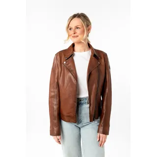 Lederjacke MAURITIUS "MWFarah", Damen, Gr. L, schwarz cognac, Obermaterial: 100% Schafsleder. Futter: 100% Baumwolle. Ärmelfutter: 100% Polyester, unifarben, normal, mit Reißverschluss, Jacken Lederjacke, mit Reverskragen