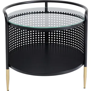 Kare Design Beistelltisch Fence, Schwarz, Rund, Wohnzimmertisch, Couchtisch, Stahlgestell, Tischplatte aus ESG Sicherheitsglas, 44x45x45 cm (H/B/T)