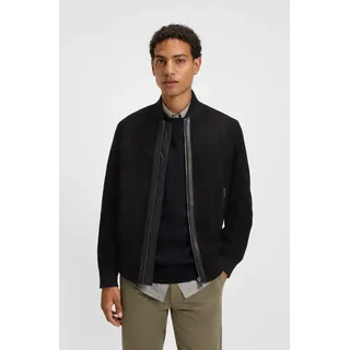 BOSS ORANGE Lederjacke »Johice« aus weichem Ziegennappaleder Premium Herrenmode Leather Blouson Bomber, schwarz