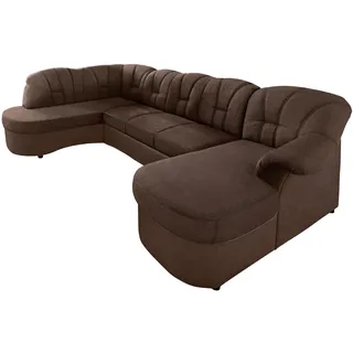 DOMO collection Wohnlandschaft »Flores auch in Leder-Bezug, B/T/H: 293/180/86 cm, U-Form« wahlw. mit Bettfunktion, wahlw. mit Federkern, Unser Dauertiefpreis, braun