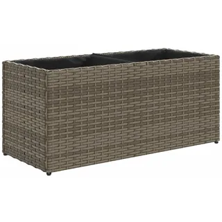 Hochbeet mit 2 Fächern Grau 72x30x32 cm Poly Rattan - Grau
