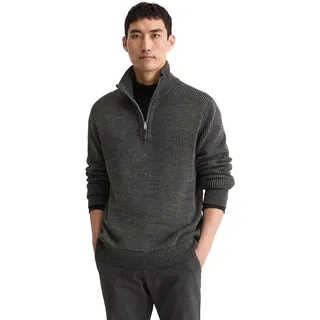 Troyer MARC O'POLO, Herren, Gr. M, multi, heavy knit, Rippstrick, Obermaterial: 40% Baumwolle, 40% Schurwolle, 20% Polyamid, Strukturmuster, regular fit normal, hoch geschlossener Ausschnitt, Bündchen, Pullover Troyer, Stehkragen, regular fit, Bi-Color-Look