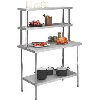 vidaXL Küchen-Arbeitstisch mit Aufsatzboard 120×60×150 cm Edelstahl