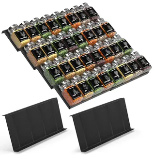 ipow 8 teiliges Gewürzregal Schubladen Organizer Gewürz Ordungssystem Schubladeneinsatz für Schubladen, Schrank, Küche, Multifunktionales Aufbewahrungssystem für Gewürzgläser, Medikamente, Kosmetik