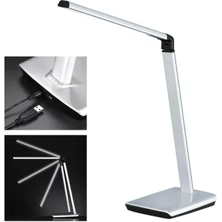 Fischer & Honsel|Tischleuchte, Bright|silberfarben|USB|L: 20,00 cm, B: 16,00 cm, H: 79,00 cm|Ausl. Wand: 37,00 cm|CCT, Dimmer 5 Stufen|1x LED 9,0 Watt 3000/3500/4000/5000/6500 K|1100 lm|EEG: F|50432