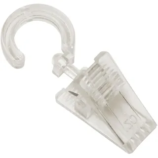 GARDINIA Haken mit Klammer für Gardinenringe Ø 28 mm, 6 Stück, Kunststoff, Transparent, Nicht Zutreffend, 164