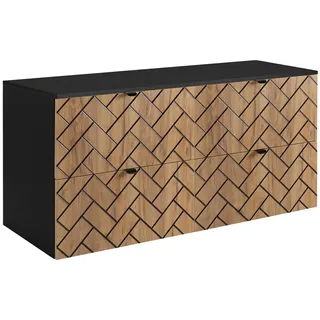RODAN | Waschbeckunterschrank 120 cm - Braun Matt - Badezimmerschränke - Badmöbel - Waschbecken Unterschränke - Schwarze Arbeitsplatte - Braun