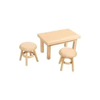 Rayher Dekoartikel natur Wichtel Mini Tisch mit 2 Hockern, 1 Set