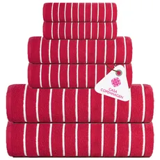 Casa Copenhagen Ecstatic 6-teiliges Handtuch-Set – Rosa, 600 g/m2, 2 Badetücher, 2 Handtücher, 2 Waschlappen aus weicher ägyptischer Baumwolle für Badezimmer, Küche und Dusche