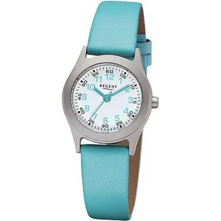 REGENT Kinder-Armbanduhr türkis Leder 26 mm F-1119