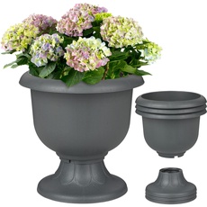 Bild Pflanzkübel 4er Set, Kunststoff, HxD: 35 x 36 cm, Blumenkübel innen & außen, runde Blumenspindel, anthrazit