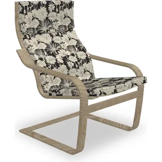 ABAKUHAUS Blume Poäng Sessel Polster, Monochrome Frühlings-Wachstum, Sitzkissen mit Stuhlkissen mit Hakenschlaufe und Reißverschluss, Schwarz und Beige - Beige