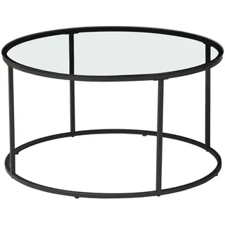 [en.casa] Couchtisch Kolari aus Klarglas 45 x Ø80 cm Schwarz/Transparent