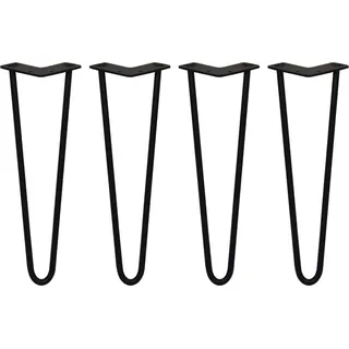 4 x 40.5cm 2 Streben Hairpin Haarnadel Tisch Stuhl Beine Stahl 12mm - Schwarz