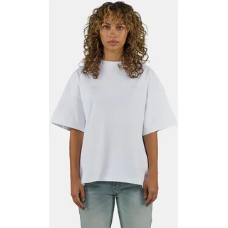 T-Shirt PEGADOR "Nivelles Heavy Oversized Tee", Damen, Gr. S, weiß, Jersey, Obermaterial: 100% Baumwolle, bedruckt, oversize normal, Rundhals, Shirts T-Shirt, Baumwolle, oversize
