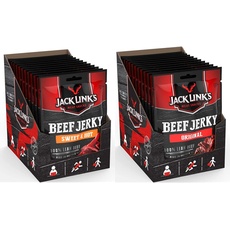 Jack Link's Beef Jerky Sweet & Hot – 12er Pack (12 x 25 g) – Proteinreiches Trockenfleisch vom Rind – Getrocknetes High Protein Dörrfleisch & Beef Jerky Original – 12er Pack (12 x 25 g)