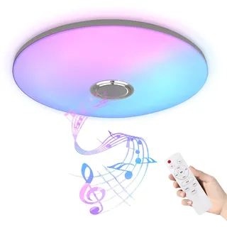 Froadp 60W LED Deckenleuchte Dimmbar mit Bluetooth Lautsprecher, RGB Farbwechsel, Steuerbar per Fernbedienung und Smartphone-App, für Wohnzimmer, Küche, Kinderzimmer