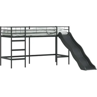 vidaXL Kinder-Loftbett mit Rutsche Schwarz und Anthrazit 90 x 190 cm - Schwarz