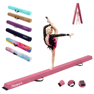FBSPORT 240CM Faltender Schwebebalken, Gymnastik Balance Balken, Gymnastikboden Balken, Beflockungsschicht Balancierbalken, Balance Fitness Ausrüstung für Kinder