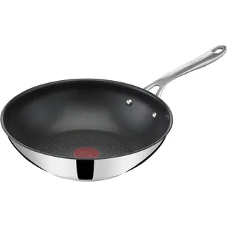 Tefal Jamie Oliver Cook's Direct On Wokpfanne, 28 cm, langlebige Antihaftversiegelung, Thermo-Signal, genieteter Griff, induktionsgeeignet, Edelstahl, E3041934