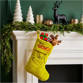 The Grinch Der Grinch Weihnachtsstrumpf 44cm, Flauschige Weihnachtsdeko Innen Kamin Oder Weihnachtsbaum, Wintergeschenke Fans