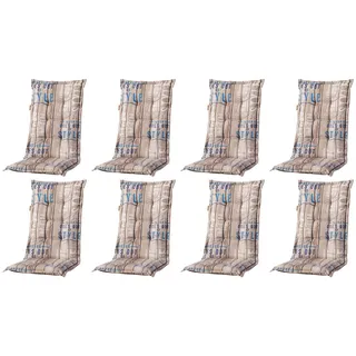 Madison 8x C306 Hochlehner Gartenstuhl Auflagen 8cm taupe gestreift