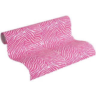 A.S. Création Vliestapete Trendwall Tapete im Zebra Print 10,05 m x 0,53 m rosa weiß Made in Germany 371203 37120-3