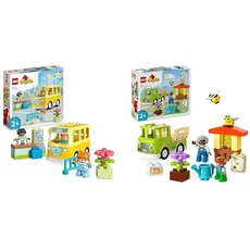LEGO DUPLO Die Busfahrt Set, Bus-Spielzeug zum Aufbau sozialer Fähigkeiten & DUPLO Town Imkerei und Bienenstöcke, Lernspielzeug