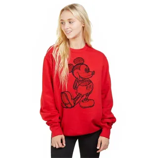Disney Damen Mickey Sketch Sweatshirt, Rot (Red Red), 36 EU