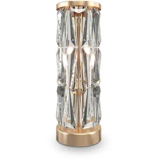 Tischlampe Kristall Metall h: 58 cm Ø 20 cm 2x E14 in Gold Art Déco Tischleuchte